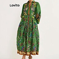 Vestido Lovito com Estampa de Plantas – Estilo Casual Feminino - imagem 2