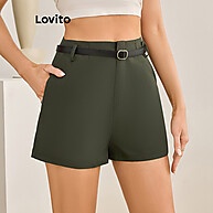 Shorts Lovito Básicos Elegantes com Zíper - Estilo e Conforto Feminino - imagem 2