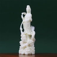 Estátua de Guanyin em Fruta de Marfim Montando Dragão - Decoração Feng Shui com Simbolismo Zen - imagem 5