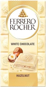 Chocolate Branco Ferrero Rocher Weiss Barra Com Avelãs 90g - imagem 2