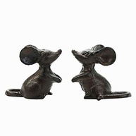 Sungmor Ornamento de Rato Fofo em Ferro Fundido - Estatueta Decorativa para Casa e Jardim | 2 Peças Marrom - imagem 2