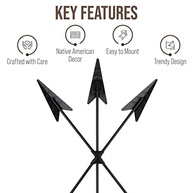 Flecha de Ferro Fundido para Decoração de Parede - Estilo Tribal e Ocidental | Artesanato Nativo Americano em Metal Rústico com Detalhes Dourados - imagem 4