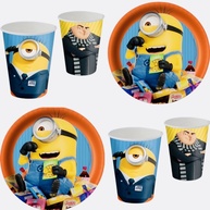 Festa Minions: Kit 8 Pratos + 8 Copos Descartáveis - imagem 1