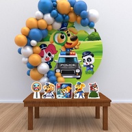 Kit Decoração Painel Redondo Festa Infantil Detetive Labrador - 1,50m - imagem 1