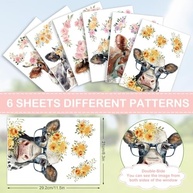 Adesivos de Janela Cows Floral - 6 Folhas Dupla Face para Decoração de Casa, Escola e Festas - imagem 5