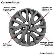 Kit 4 Calotas Aro 14 Fiat Mobi, Argo e Cronos Grafite - Design Esportivo e Logo Exclusivo - imagem 5