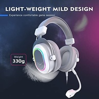 FIFINE USB Gaming Headset, fones de ouvido PC com fio com microfone para computador/laptop, over-ear RGB headset com som surround 7.1, cancelamento de ruído para streaming de vídeo game - H6 branco - imagem 5