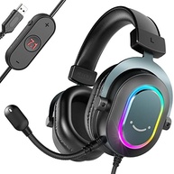 FIFINE Fone de ouvido jogos para PC - fones de ouvido USB com fio e microfone para computador com som surround 7.1 para PS4/PS5 no laptop/streaming, com modo EQ, RGB, almofadas macias - AmpliGame H6 - imagem 1