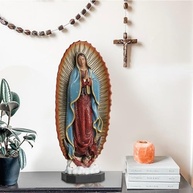 Estátua de Nossa Senhora de Guadalupe 22 cm - Figura Religiosa Pintada à Mão, Presente Católico com Detalhes Artesanais - imagem 3