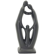 Estatueta Decorativa em Cerâmica Família Papai Mamãe Filho Filha - Escultura de Casal com Crianças (CMC36-6 Preto) - imagem 4