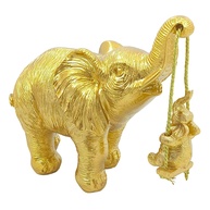 Elefante Decorativo em Resina Indiano - Sabedoria e Sorte para Sua Casa (Mãe e Filhote) - imagem 1
