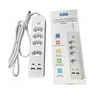 Filtro de Linha Premium: 4 Tomadas, 2 USB-A, 2 USB-C, Cabo 2m Bivolt - Organize e Carregue Tudo! - imagem 1