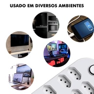 Filtro de Linha 6 Tomadas + 3 USB: Energia e Carregamento Inteligente para Seu Setup - imagem 3