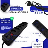 Régua Extensora Universal Bivolt com Filtro de Linha e Fusível de Segurança - 6 Tomadas - imagem 5