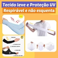 2 Pares Manguito Proteção Solar UV Fina Braço Seda Masculina Feminina Respirável 40cm - imagem 4