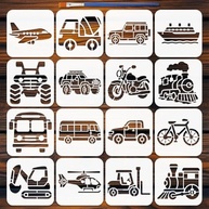 Estêncil FINGERINSPIRE 16 Estilos de Transporte com Pincel - Crie Arte em Madeira, Paredes e Mais! - imagem 2