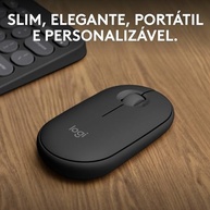 Mouse sem fio Logitech Pebble 2 M350s com Clique Silencioso, Design Slim Ambidestro, Conexão Bluetooth e Pilha Inclusa - Grafite - imagem 2