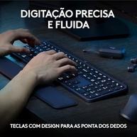 Combo Teclado e Mouse Sem Fio MX Keys S com Apoio para as Mãos, Conexão Bluetooth ou Receptor Logi Bolt, Iluminação Inteligente, Rolagem Rápida, Compatível com Windows, macOS, ChromeOS, Linux- Grafite - imagem 3