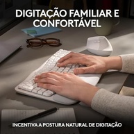 Teclado Ergonômico sem fio Logitech Wave Keys com Design Ondulado, Suporte para Descanso de Pulso Acolchoado, Bluetooth ou Receptor USB Logi Bolt, Compatível com Windows/Mac e Layout US - Branco - imagem 4