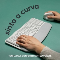 Teclado Ergonômico sem fio Logitech Wave Keys com Design Ondulado, Suporte para Descanso de Pulso Acolchoado, Bluetooth ou Receptor USB Logi Bolt, Compatível com Windows/Mac e Layout US - Branco - imagem 3