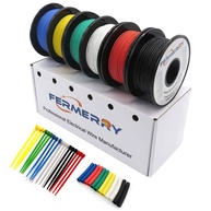 Kit Fio Silicone 24 AWG Fermerry: 6 Cores Flexíveis para Projetos Elétricos | 30 Pés de Cobre Estanhado - imagem 1
