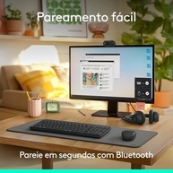 Teclado Sem Fio Logitech K250 Bluetooth com Conectividade Rápida e Fácil, Design Compacto, Teclado Numérico, Layout ABNT2, Teclas Resistentes a Derramamentos, Compatível com PC e Mac - Grafite - imagem 3