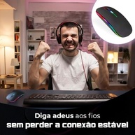 Mouse Sem Fio Recarregável Wireless Bluetooth Optico Led Rgb Colorido Ergonômico Usb 2.4 Ghz Notebook Computador Pc Desktop Linha Premium - imagem 4