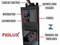 Filtro de Linha Fiolux 5 Tomadas Espaçadas: Proteção Premium em Metal com 5m de Cabo - imagem 2