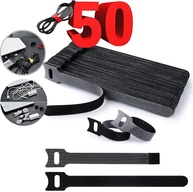 50 Abraçadeira Organizador de Cabos e Fios Presilha Com Crepe 15cm Fixador Reutilizável Serve em Plantas cabos USB Chicote - imagem 1