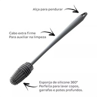 Escova de Silicone Multiuso com Cabo Extra Firme - Limpeza Profunda para Garrafas, Copos e Mamadeiras - imagem 5