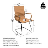Cadeira Executiva Boston Base Fixa com Esteirinha Caramelo - Design Moderno e Conforto Ergonômico - imagem 3