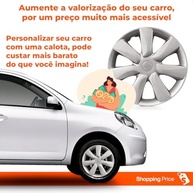 Kit 4 Calotas Aro 14 March 2015-2018 Prata Grid - Design Esportivo e Fixação Segura - imagem 5