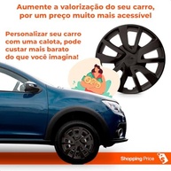 Kit 4 Calotas Sandero Logan Aro 15 Preto Fosco Grid - Design Moderno e Fixação Segura - imagem 5