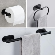Kit Acessórios para Banheiro em Aço Inox 304 Preto com Fixação Adesivo 3M - 6 Peças - imagem 5