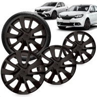 Kit 4 Calotas Sandero Logan Aro 15 Preto Fosco Grid - Design Moderno e Fixação Segura - imagem 1
