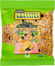 Natu's, Granola com Fibras, Flakes, Malte & Passas, Zero, Light, Granatus, 250 Gramas - imagem 1