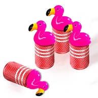Pacote 4 Tampas Válvula Pneu Bicicleta Flamingo - Acessórios Divertidos e Universais - imagem 1
