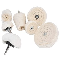 Kit de Roda de Polimento 7 Peças com Haste 1/4" - Flanela de Algodão para Broca - imagem 4
