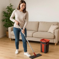 Mop Lava e Seca com Balde 5L e Refil de Microfibra - Mopi Flat para Limpeza Inteligente - imagem 3