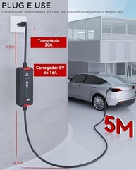 Carregador Portátil EV Tipo 2 3.5KW 16A - Carregue seu Carro Elétrico com Segurança e Flexibilidade - imagem 5