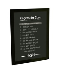 Quadro Decorativo A3 Regras da Casa - Moldura Moderna com Grampos Flexíveis para Fácil Troca de Arte - imagem 1