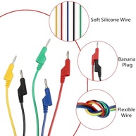 Kit 5 Cabos de Teste Banana 4mm Empilháveis - 1000V/15A - Silicone Flexível - imagem 5