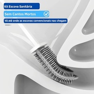 Kit 2 Escovas para Vaso Sanitário com Suporte Ventilado - Silicone Flexível + Escova Rígida - imagem 4