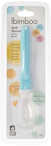 Colher de Silicone Flexível Ibimboo Azul - Segura, Macia e Livre de BPA para Bebês - imagem 2