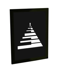 Quadro Decorativo A2 Piano Ilustração Escada Música - Moldura Moderna com Grampos Flexpoint - imagem 1
