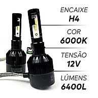 Kit 2 Lâmpadas LED H4 3200 Lúmens 6000K CSP Flip - imagem 2