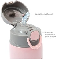Garrafa Térmica Gummy Rosa 400ml com Fliptop e Canudo - Aço Inox Dupla Parede - imagem 4