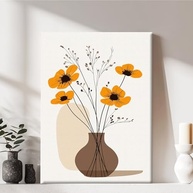 Arte de Parede em Tela Moderna com Moldura - Flor Minimalista 29x28cm | Decoração Elegante para Casa e Escritório - imagem 2