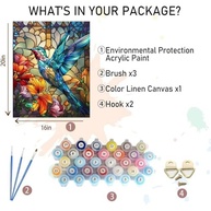 Pintura de Beija-Flor por Números para Adultos - Kit Completo com Tinta e Pincéis para Artesanato e Decoração - imagem 3