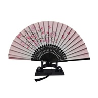 Leque de Madeira com Estampa Elegante - Ventilador de Mão Chique e Sustentável (0107 Flor Rosa) - imagem 2